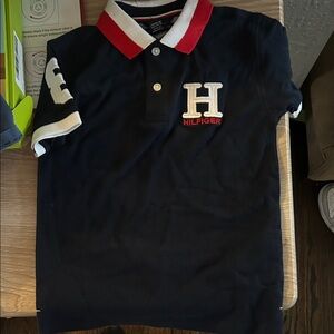Tommy Hilfiger Kids Navy Polo with Red and White Trim